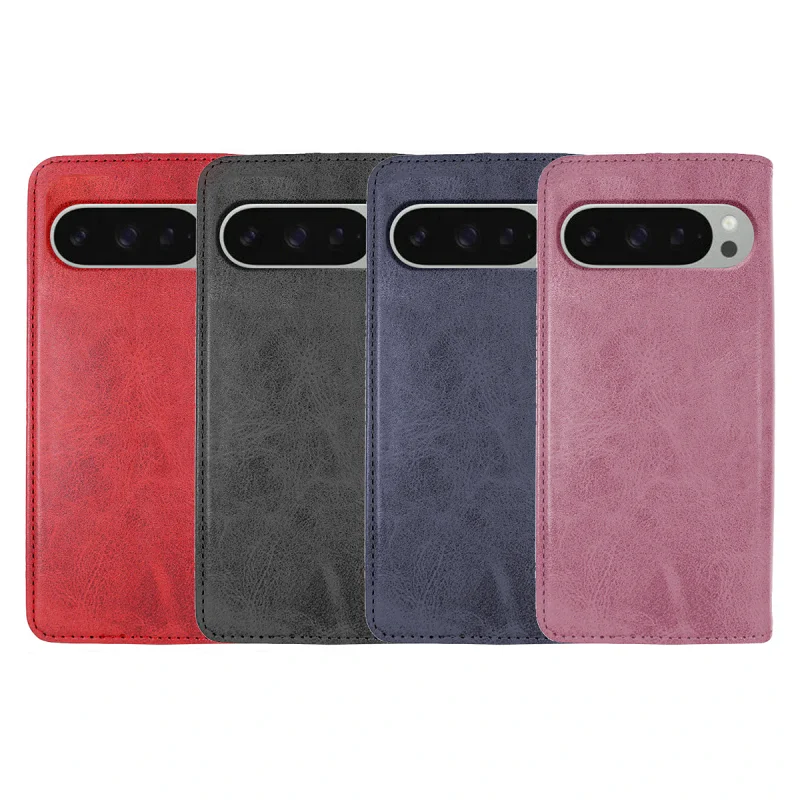 Capa Apokin para Google Pixel 10 Pro com Tampa e Porta-Cartões em Pele Sintética Preto