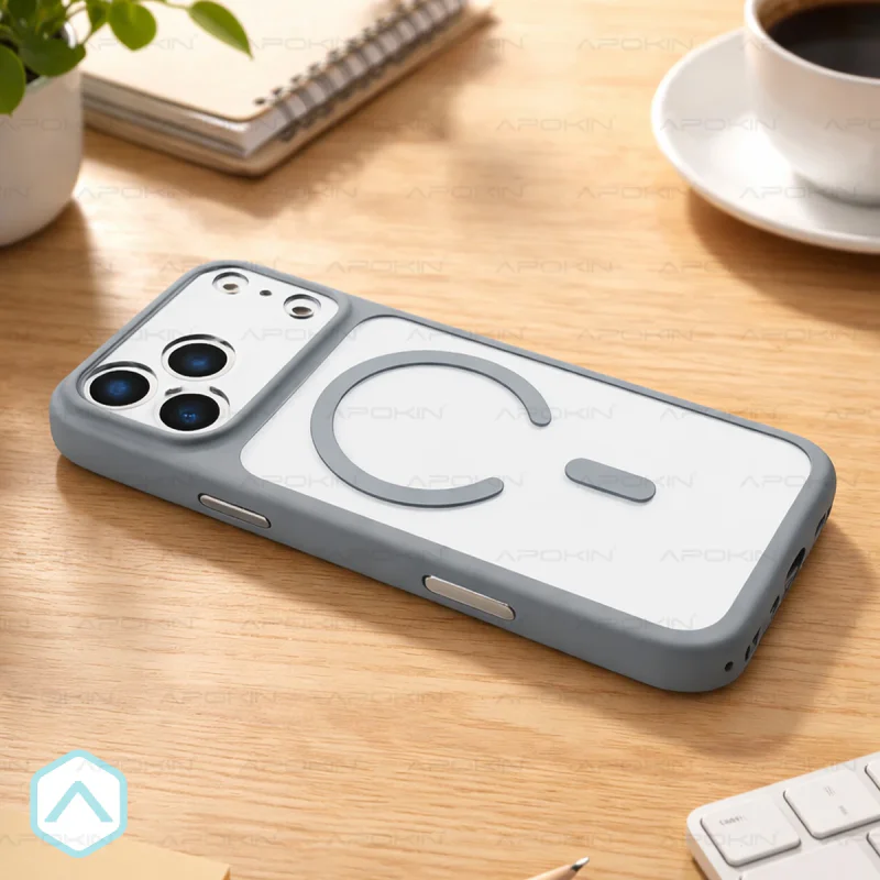 Capa Apokin Premium para Apple iPhone 17 Pro e iPhone 18 Pro em Silicone com MagSafe Cinzento - Imagem 2