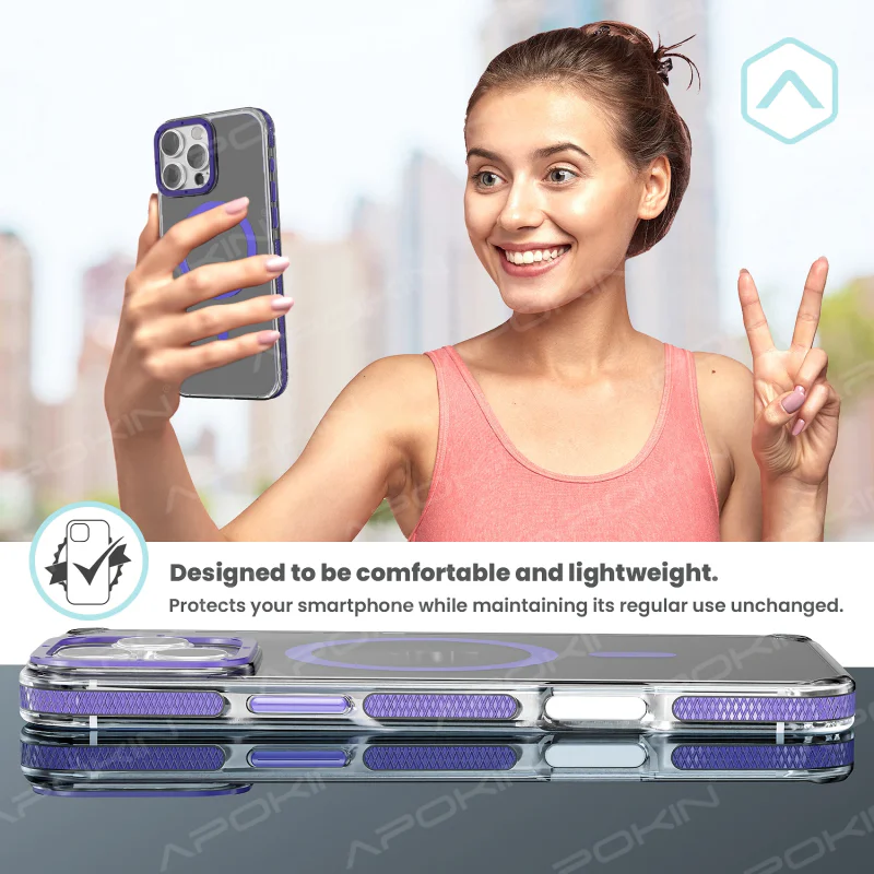 Capa Reforçada Apokin para iPhone 16 Pro com MagSafe Prata - Imagem 5