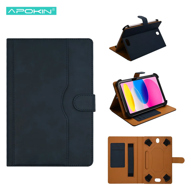 Capa Universal Apokin para Tablet de 10,5 a 11 polegadas Dobrável com Bolsos Azul marinho - Imagem 4