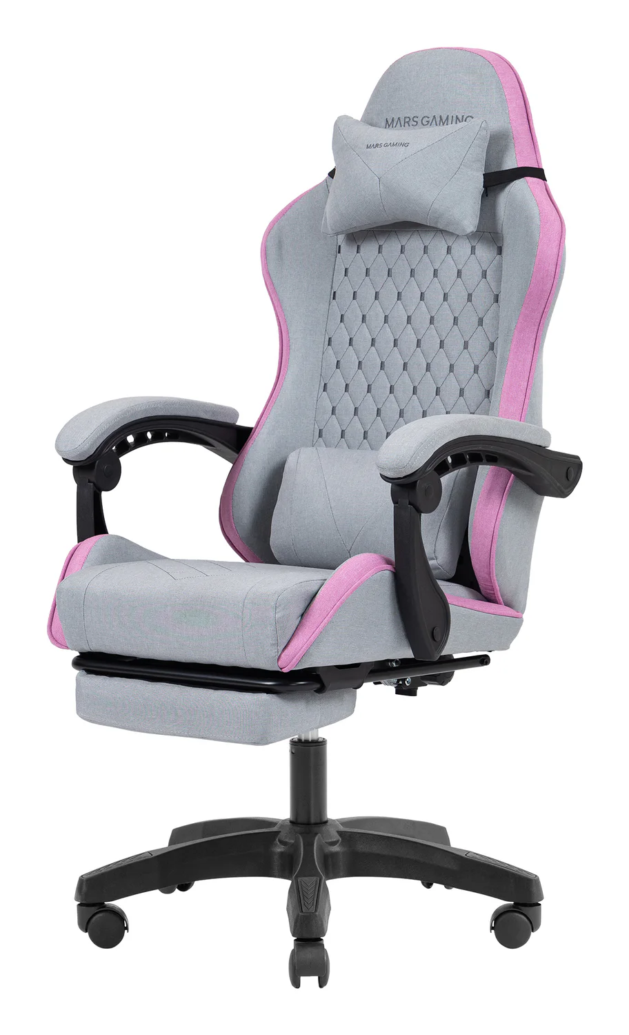 Cadeira Gaming Mars Gaming MGC-X em Tecido Respirável com Apoio para Pés Extensível Cinzenta e Rosa - Imagem 3