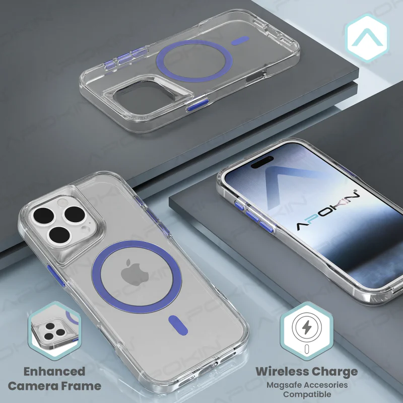 Capa Apokin para Apple iPhone 15 Pro com MagSafe Transparente Branco - Imagem 4