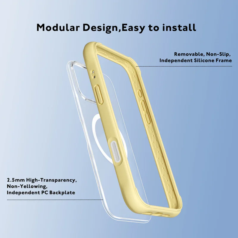 Capa Apokin Youngkit Dynamic Série II para Apple iPhone 16 Pro Magnética Transparente Amarelo - Imagem 3
