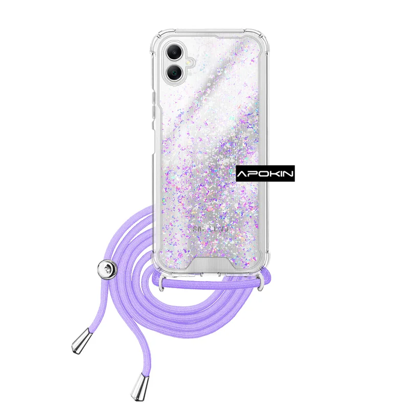 Capa de Gel Apokin para Samsung Galaxy A05 Transparente com Cordão Azul Turquesa - Imagem 2