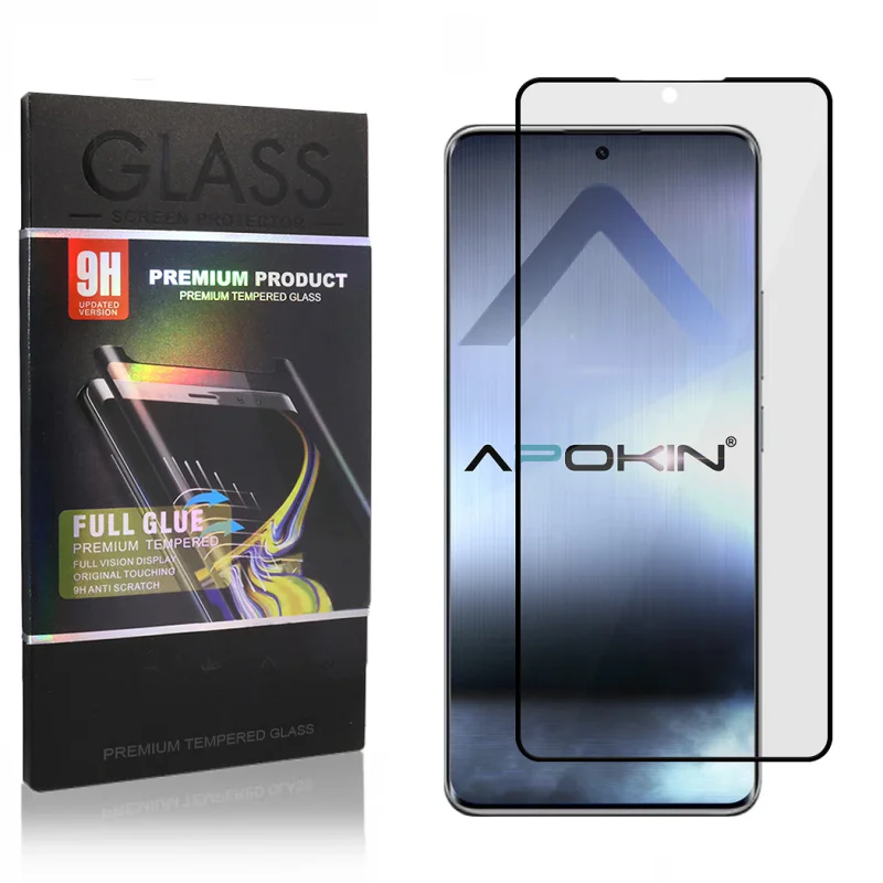 Película de Vidro Temperado Curvo Full Glue Apokin para Xiaomi 15 Pro / Mi 15 Ultra / Mi 14 Pro / Reno 12 Transparente