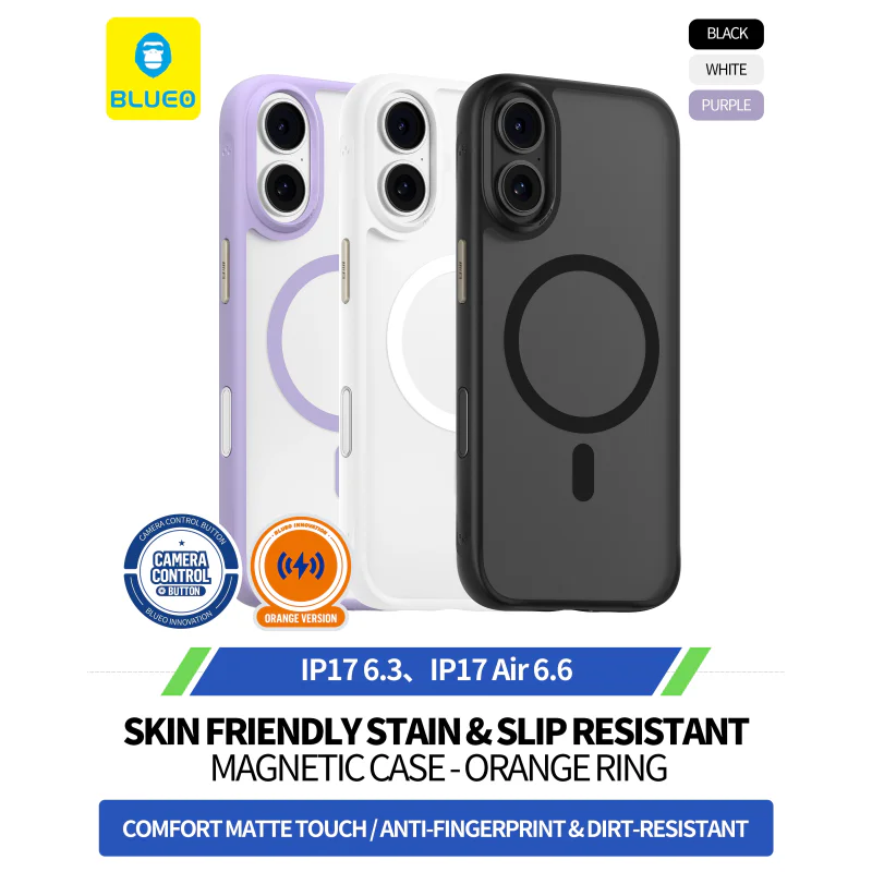 Capa Apokin BLUEO para iPhone 17 Magnética Antimanchas e Antiderrapante Preto - Imagem 2