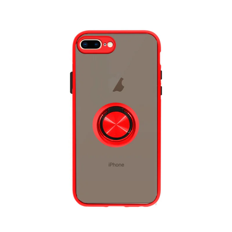 Capa de Gel Apokin para iPhone 7 Plus / 8 Plus Fumada Magnética com Suporte Vermelho - Imagem 4