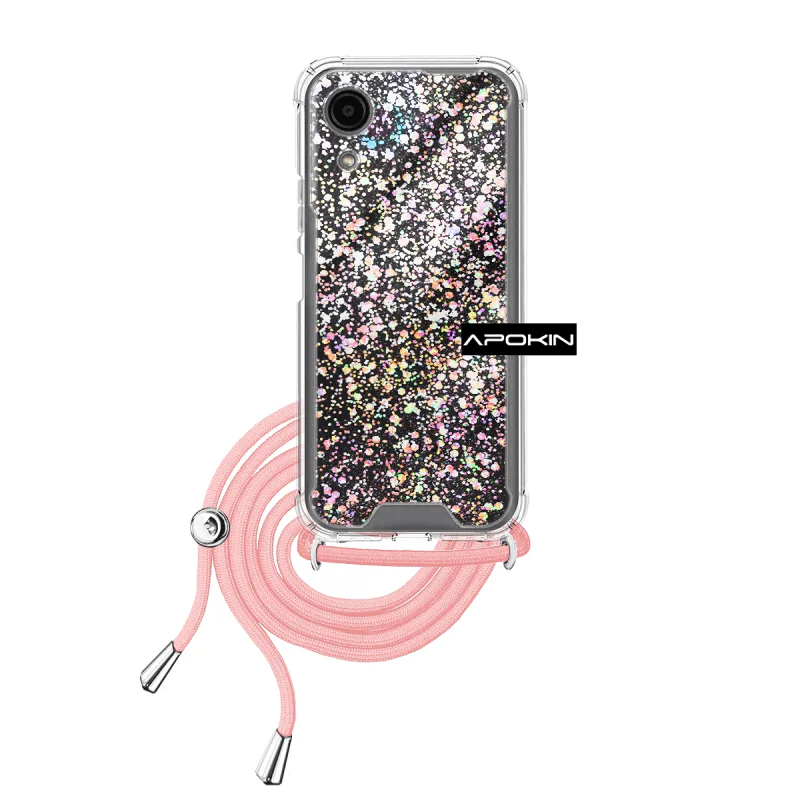 Capa de Gel Apokin para Samsung Galaxy A03 Core com Cordão Rosa - Imagem 3