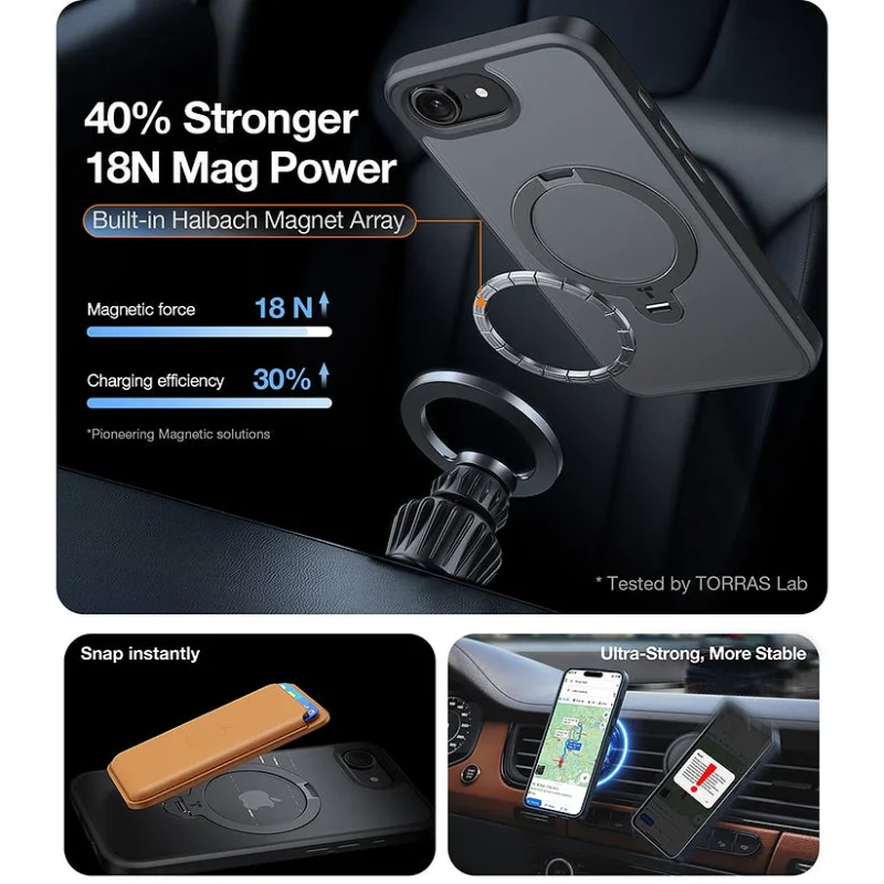 Capa Apokin Torras Ostand Spin Series para Apple iPhone 17 Transparente - Imagem 3