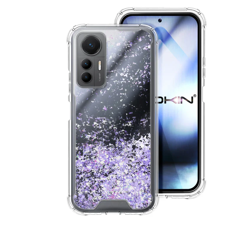 Capa Apokin para Xiaomi 12 Lite em Gel Transparente com Glitter Lilás - Imagem 2