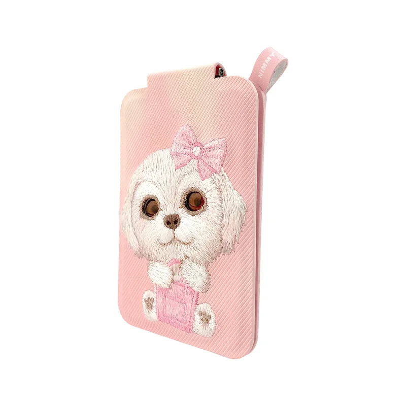 Porta-Cartões Magnético Apokin Nimmy Olhos Grandes 2.0 com Suporte Cão Rosa - Imagem 3