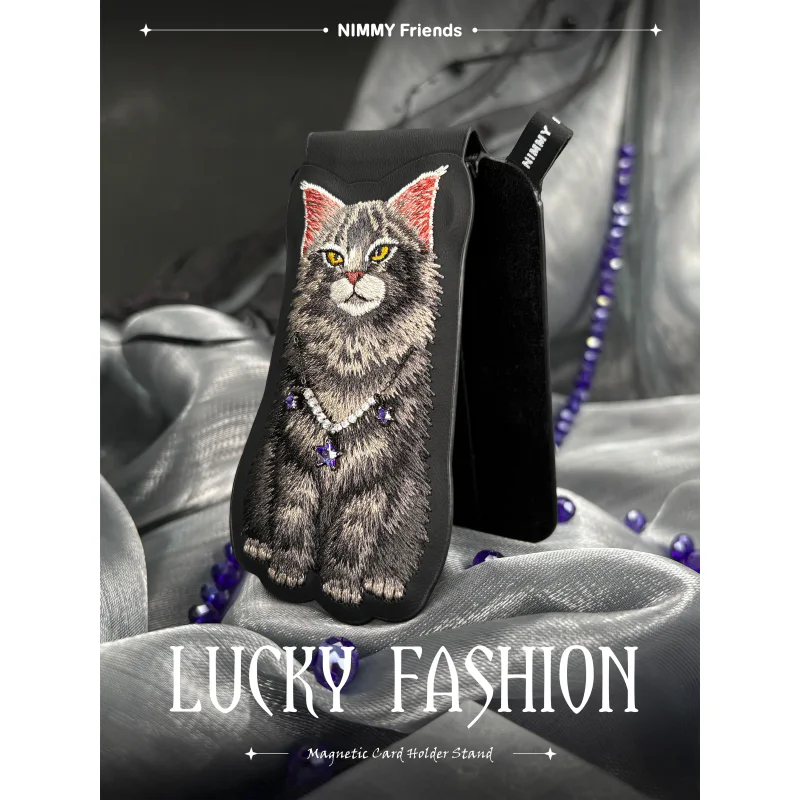 Porta-cartões Magnético Apokin Nimmy Friends Lucky Gato Preto - Imagem 2