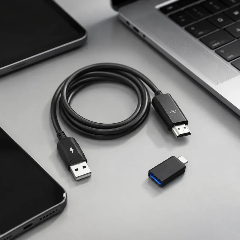 Cabo Apokin USB-C e USB-A para HDMI Preto - Imagem 4