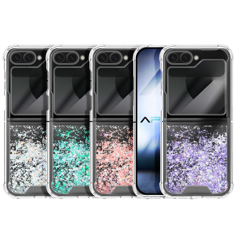Capa Apokin Samsung Galaxy Z Flip 6 Gel com Purpurina Azul Turquesa - Imagem 1
