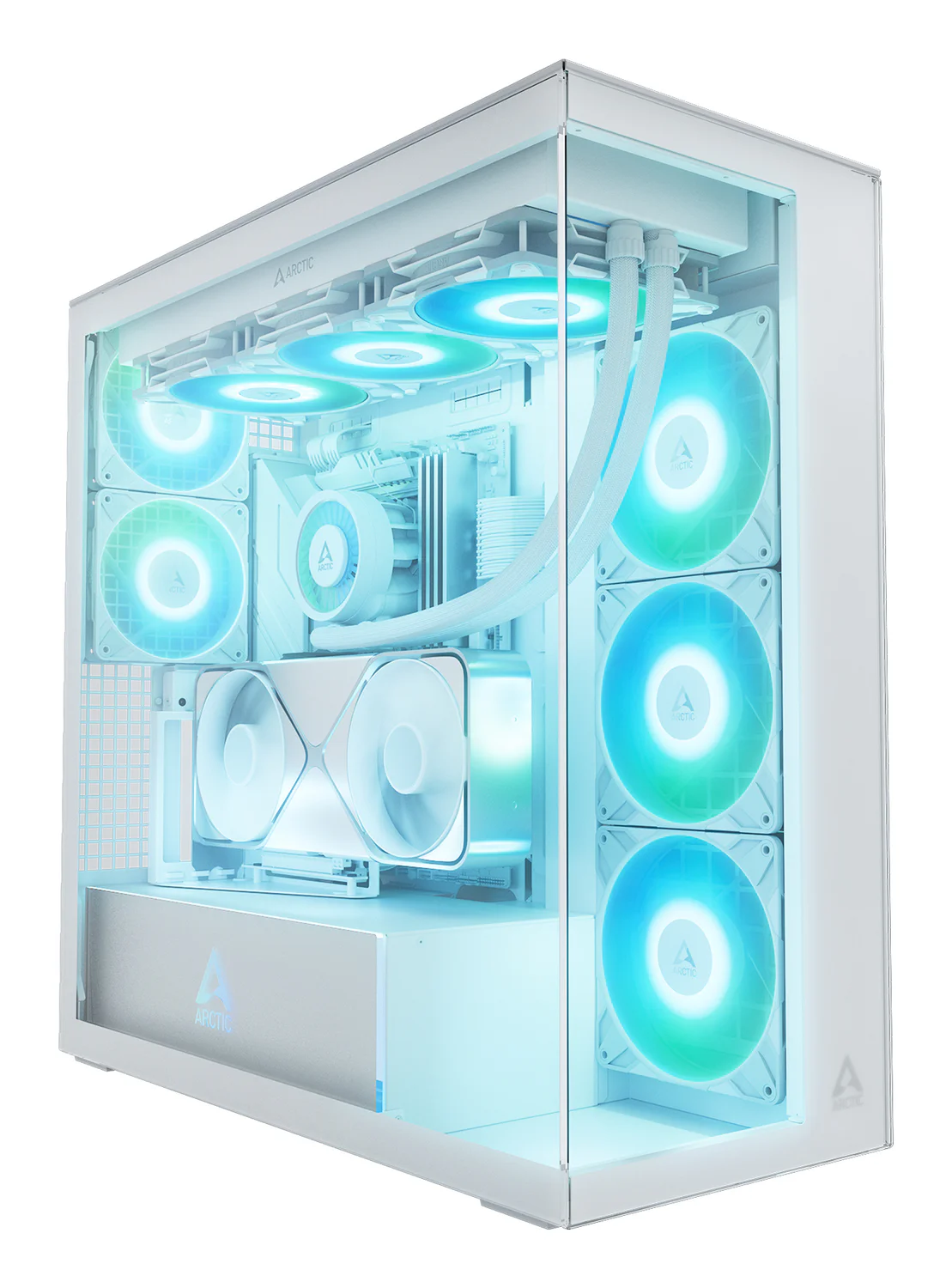 Caixa Arctic Xtender VG E-ATX Panorâmica Branca com Vidro Temperado e 5 Ventoinhas A-RGB