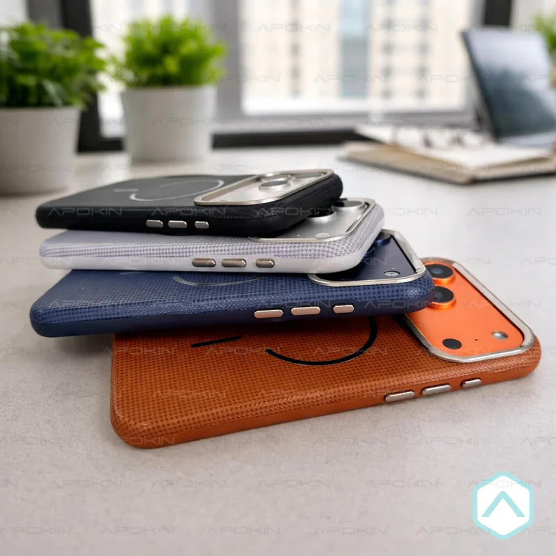 Capa Apokin para iPhone 17 Pro Max e 18 Pro Max com Efeito Fibra de Carbono Castanho - Imagem 3
