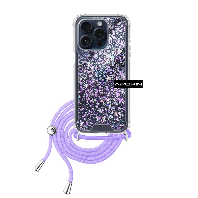 Capa Apokin para Apple iPhone 15 Pro Gel Transparente com Cordão Preto - Imagem 2