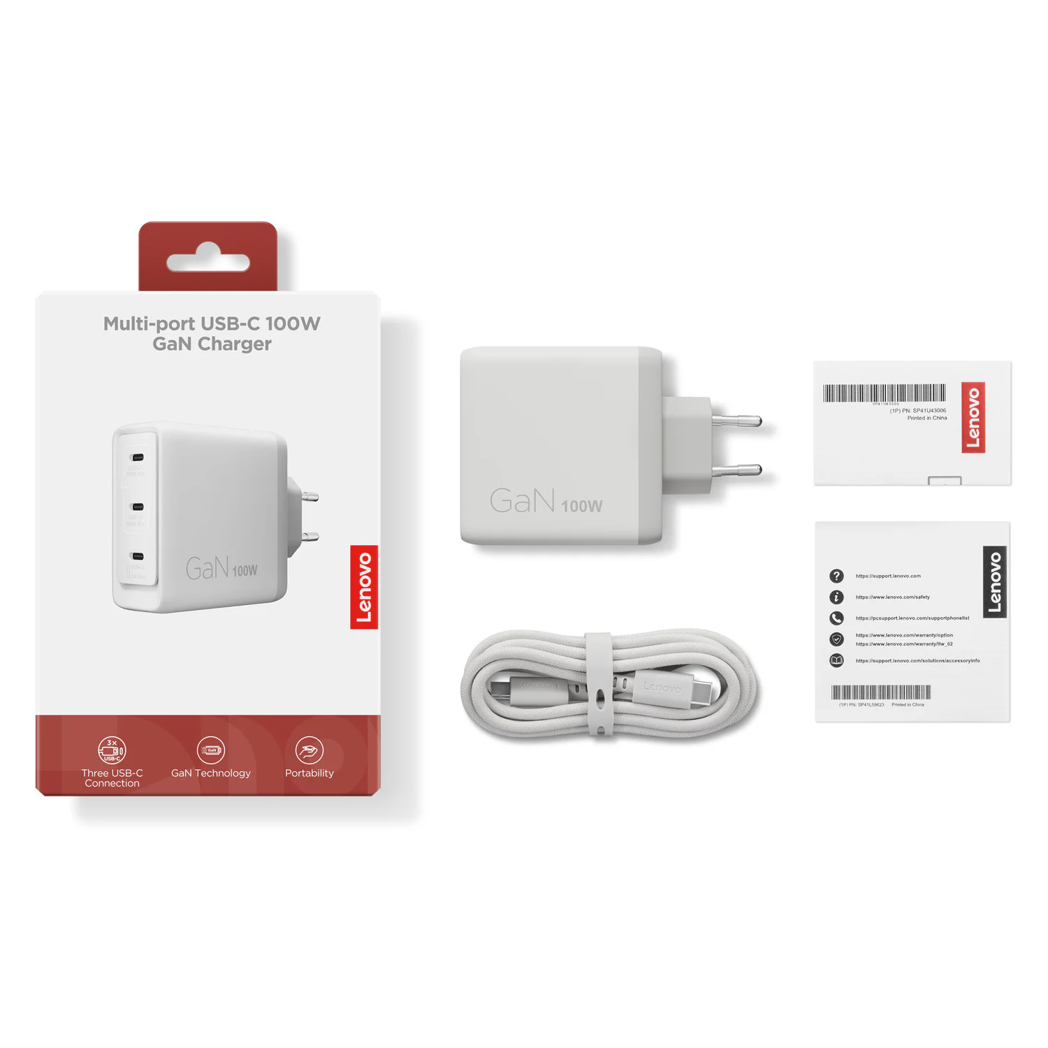 Carregador Lenovo GaN 100W USB-C Multiporta com 3 Portas e Cabo 1,8 m Seashell - Imagem 9