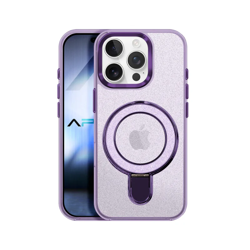 Capa com Purpurina e Anel MagSafe Apokin para iPhone 15 Preto - Imagem 3