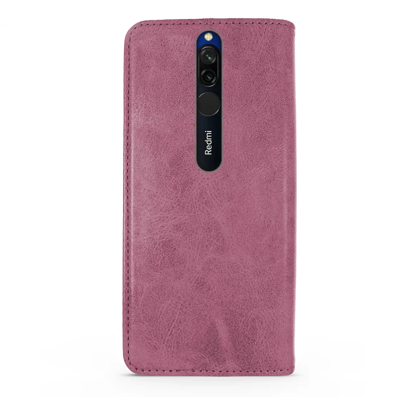 Capa Apokin para Xiaomi Redmi 8 Pele Sintética com Porta-Cartões Vermelho - Imagem 5