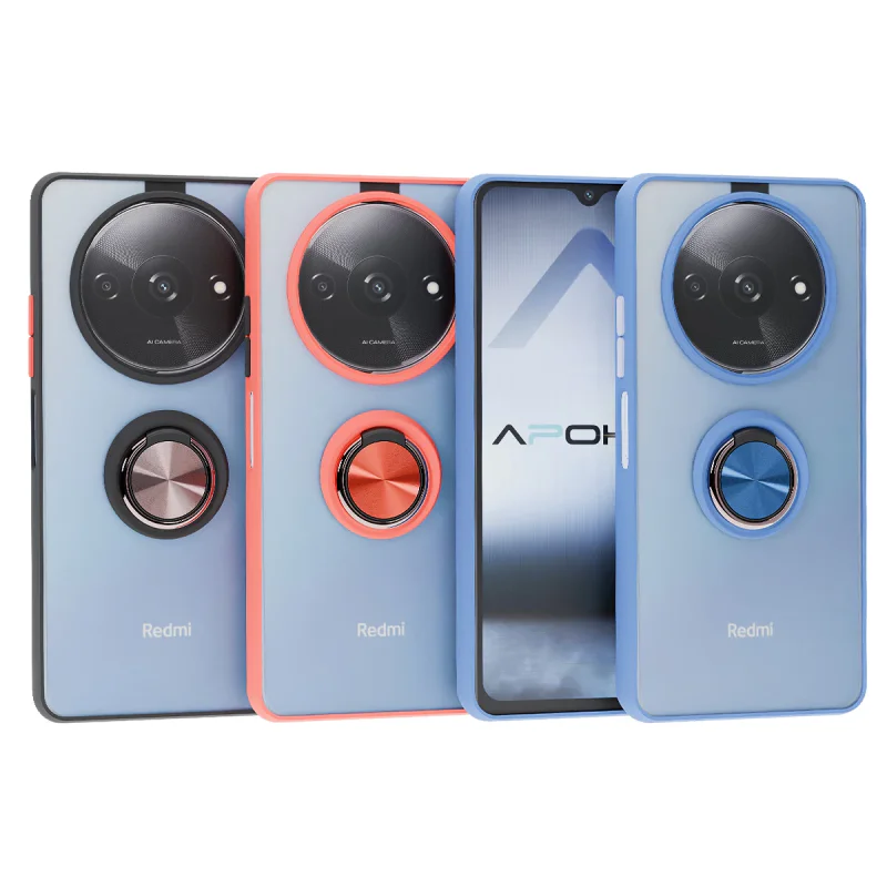 Capa em Gel Apokin para Xiaomi Redmi A3 Magnética com Suporte Fumê Azul