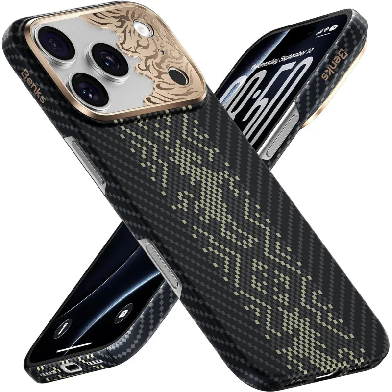Capa Magnética Apokin para iPhone 17 Pro e 18 Pro em Kevlar Preto - Imagem 2