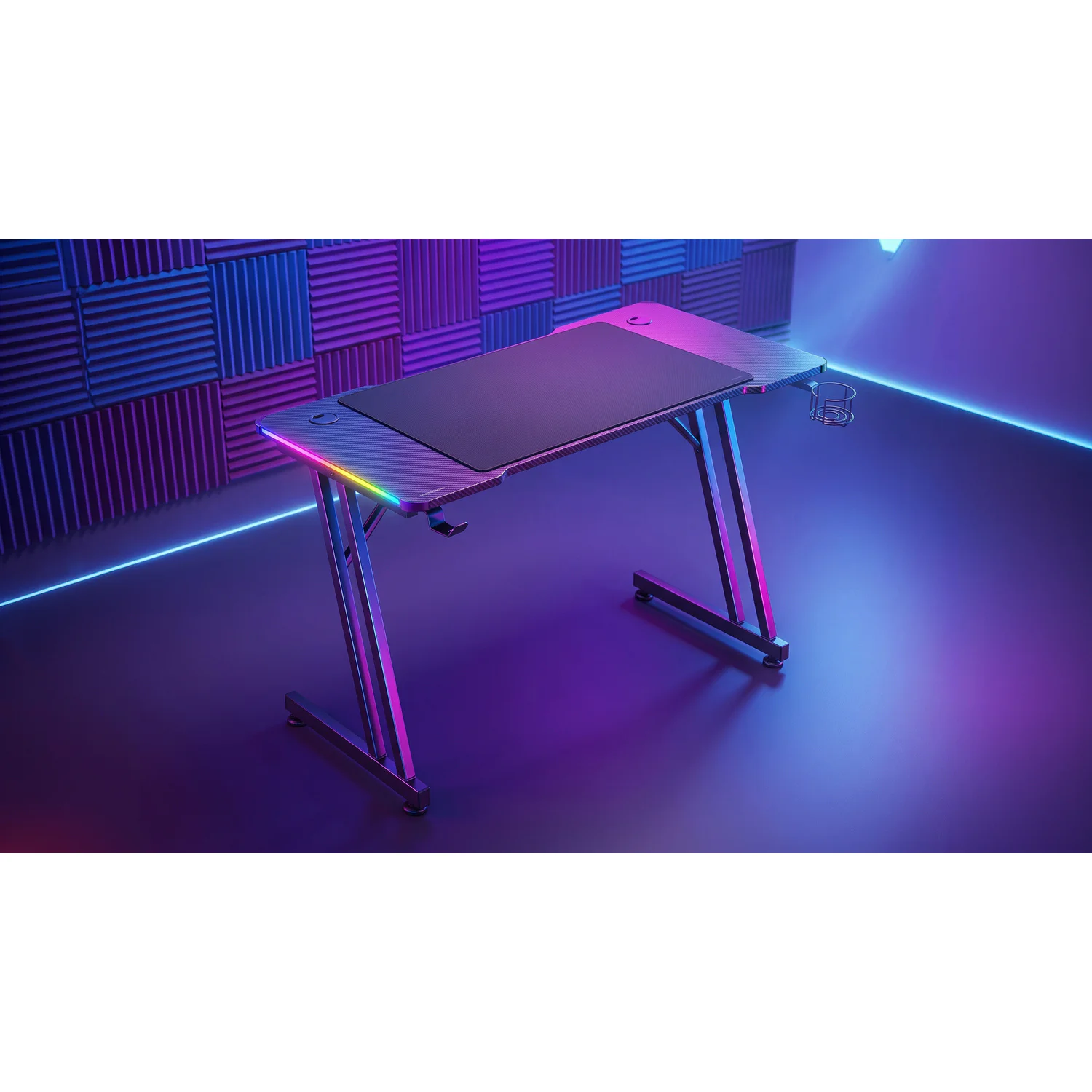Secretária Gaming Mars Gaming MGD-A120RGB 120x60 cm com Iluminação RGB e Tapete XXL Preta - Imagem 8
