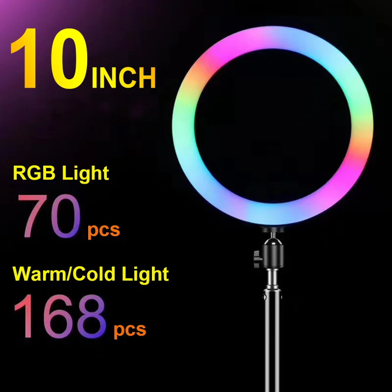Ring Light Apokin LED RGB 26 cm com Suporte Ajustável até 168 cm Rosa - Imagem 3