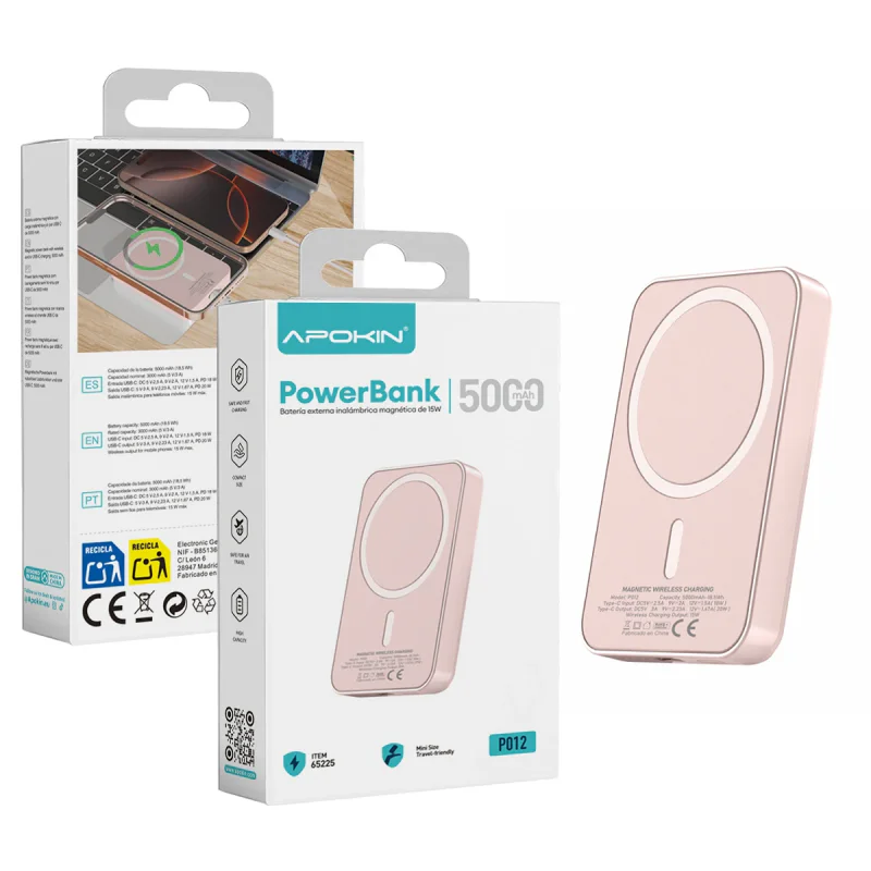 Powerbank Apokin MagSafe 5000 mAh Rosa