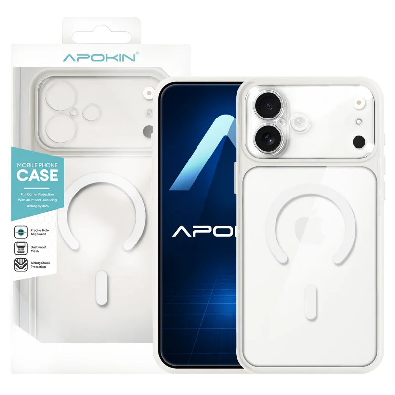 Capa Apokin para iPhone 16 Transparente MagSafe com Proteção Integral de Câmara Laranja - Imagem 3