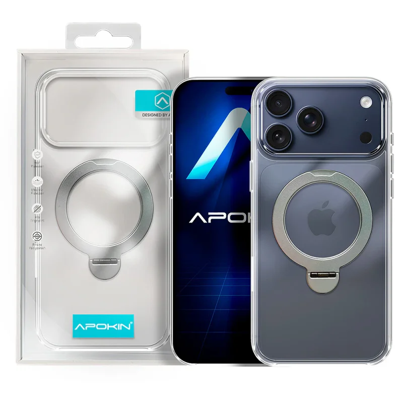 Capa Transparente Apokin com Anel Giratório e MagSafe para iPhone 17 Pro - Imagem 1