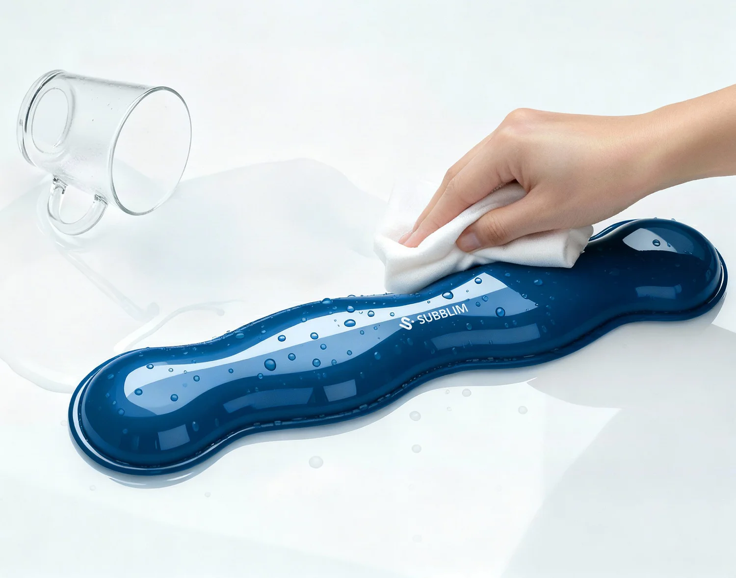 Apoio de Pulso para Teclado Subblim Ergo Crystal Flex em Gel Azul Escuro - Imagem 3