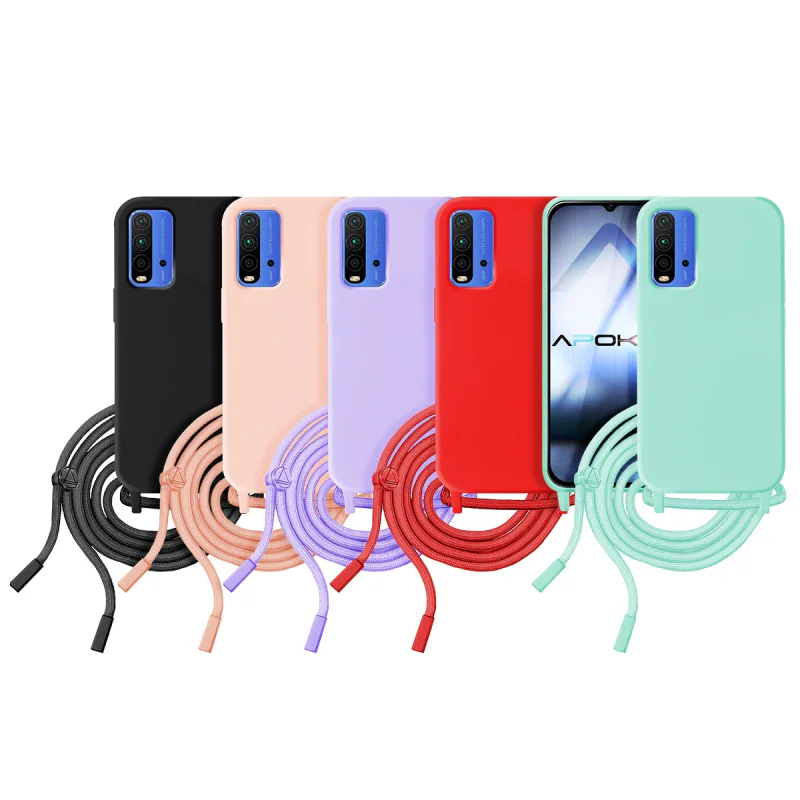 Capa Apokin para Xiaomi Poco M3 e Redmi 9T Macia com Cordão Variedade de cores