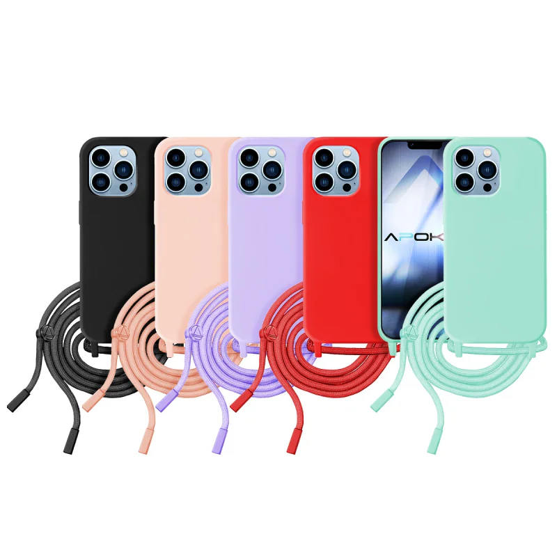 Capa Macia Apokin com Cordão para iPhone 13 Pro Rosa - Imagem 1