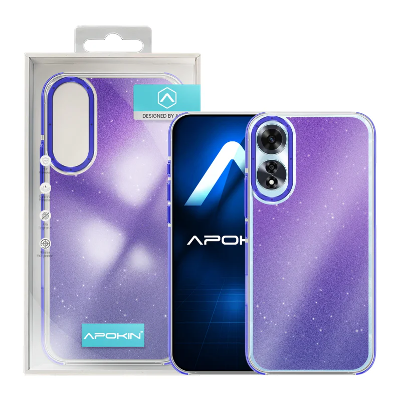 Capa Apokin Oppo A78 4G Acrílica Rígida com Purpurina Lilás - Imagem 4
