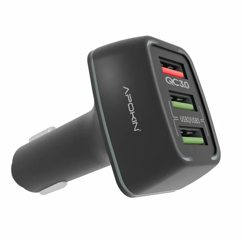 Carregador de Isqueiro Apokin 30 W com Triplo USB Preto - Imagem 2