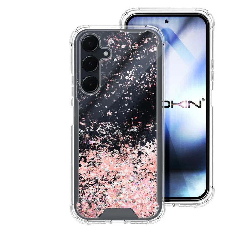 Capa Apokin para Samsung Galaxy S24 e S25 em Gel Transparente com Purpurina Rosa - Imagem 3