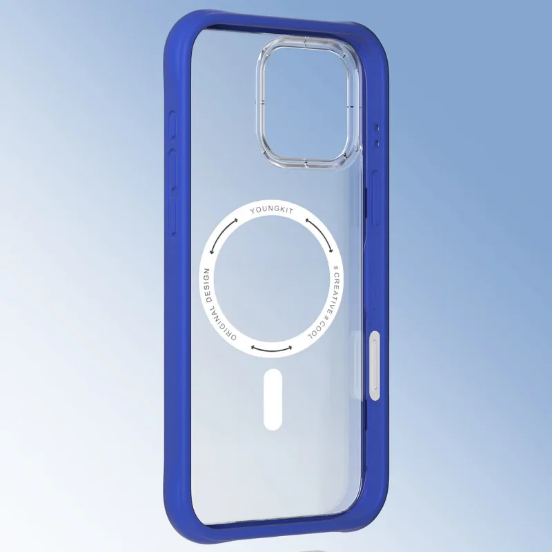 Capa Apokin Youngkit Série II Dinâmica Transparente Magnética para iPhone 16 Pro Azul - Imagem 4