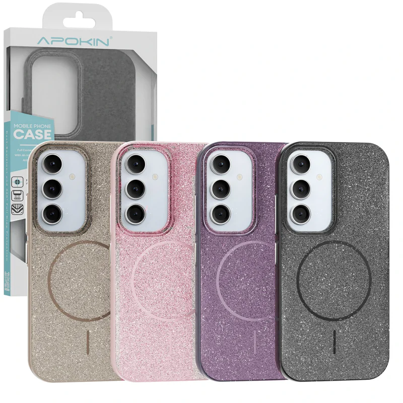 Capa Apokin Purpurina com Brilho e MagSafe para Samsung Galaxy S24 FE Lilás