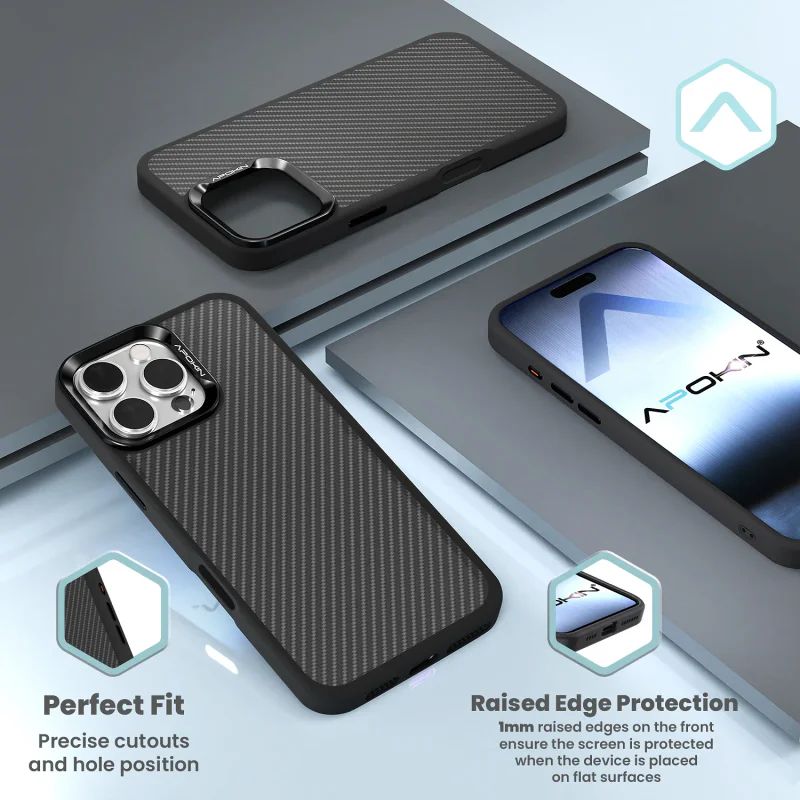 Capa Apokin iPhone 16 Pro Efeito Fibra de Carbono com MagSafe Preto - Imagem 6