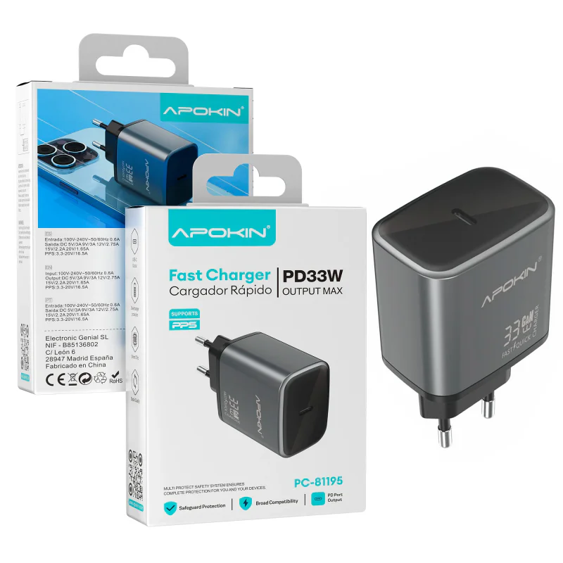 Carregador de Parede Apokin USB Tipo-C 33 W