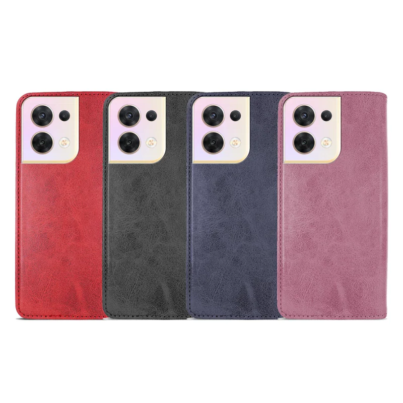 Capa Apokin Oppo Reno 8 em Pele Sintética com Porta-Cartões Azul - Imagem 1