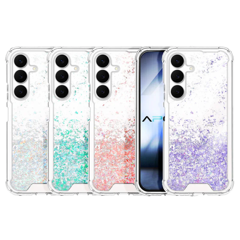 Capa Apokin para Samsung Galaxy S25 FE em Gel com Purpurina Lilás