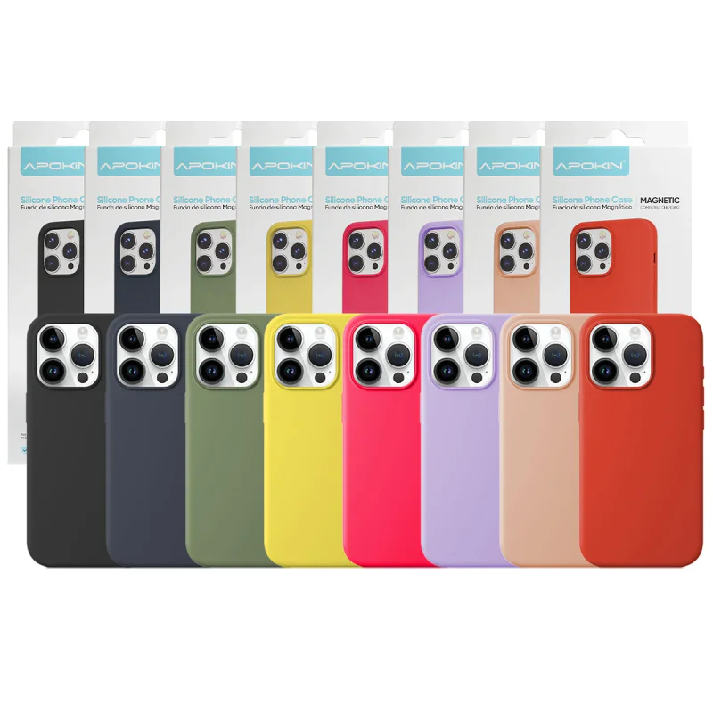 Capa Apokin para iPhone 14 Pro Max Silicone Líquido com MagSafe Verde Escuro