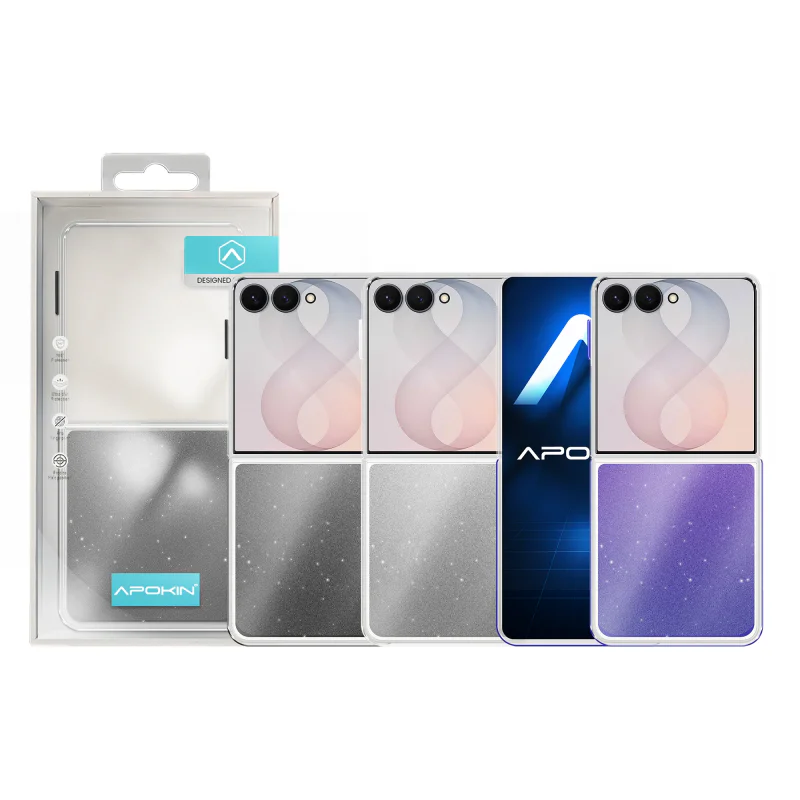 Capa Apokin para Samsung Galaxy Z Flip6 Acrílica com Purpurina Prata - Imagem 1