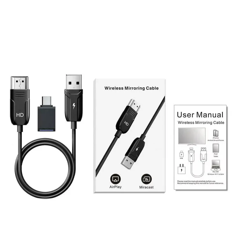 Cabo Apokin USB-C e USB-A para HDMI Preto - Imagem 2