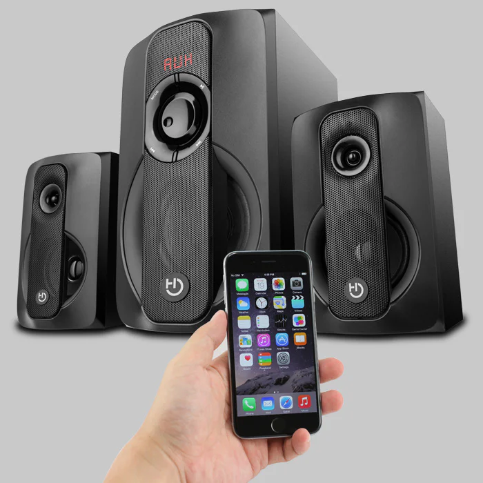 Colunas 2.1 Hiditec H400 Dark Edition 80W Bluetooth com Rádio FM, USB, SD e Comando - Imagem 8