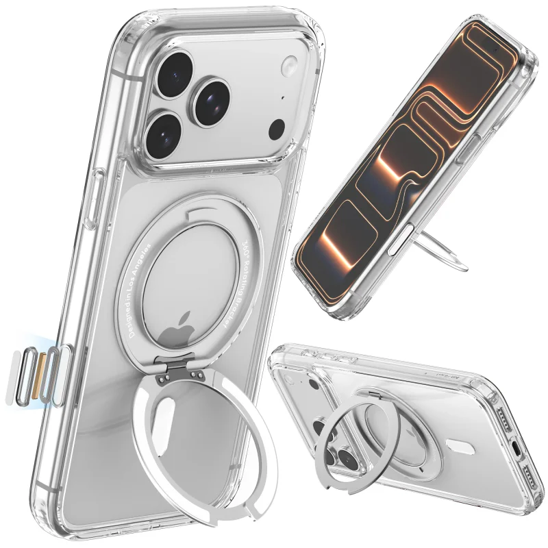 Capa Apokin Raptic Air Stand com Suporte MagSafe para iPhone 18 Pro Max Transparente - Imagem 2