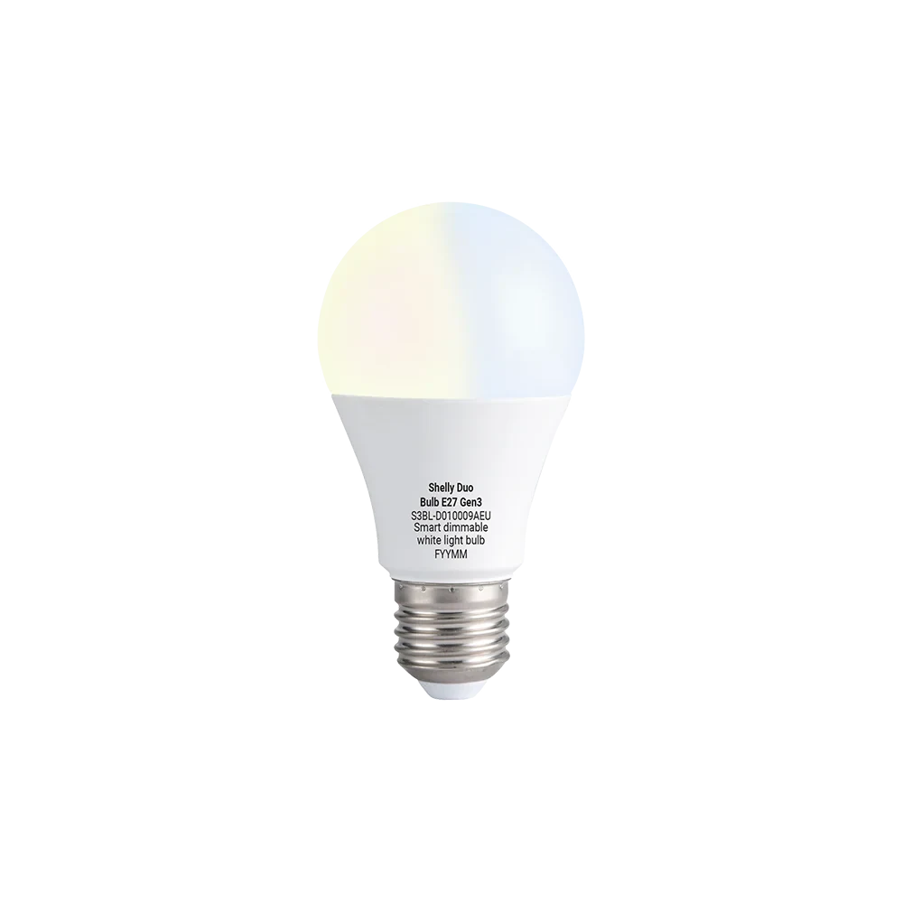 Lâmpada Inteligente Shelly Duo Bulb E27 Gen3 Wi-Fi e Bluetooth Branco Ajustável 8,5W 806lm Pack 2 - Imagem 2