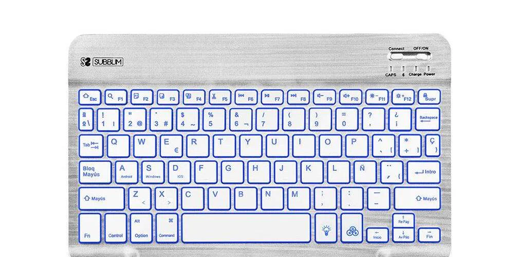Teclado Compacto Sem Fios Subblim Smart Backlit Bluetooth Retroiluminado Prateado - Imagem 2
